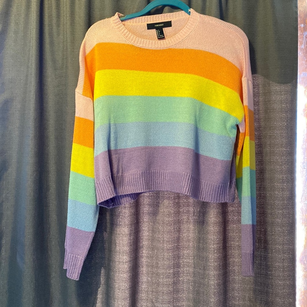 Cropped rainbow sweater
